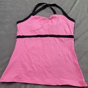 Balera Pink Black Double Strap Dance Camisole Tank Top Shelf Bra CL2834 Large